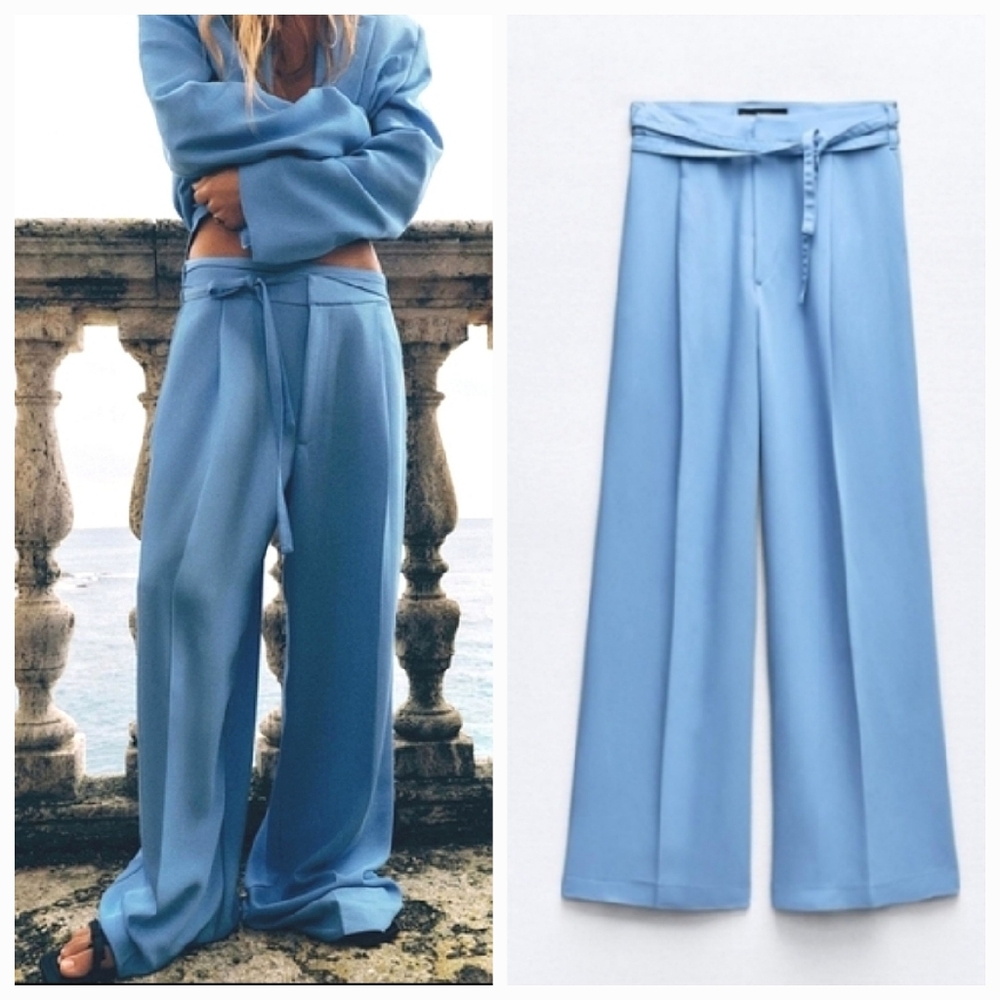 Zara Light Blue Wide Leg Pants